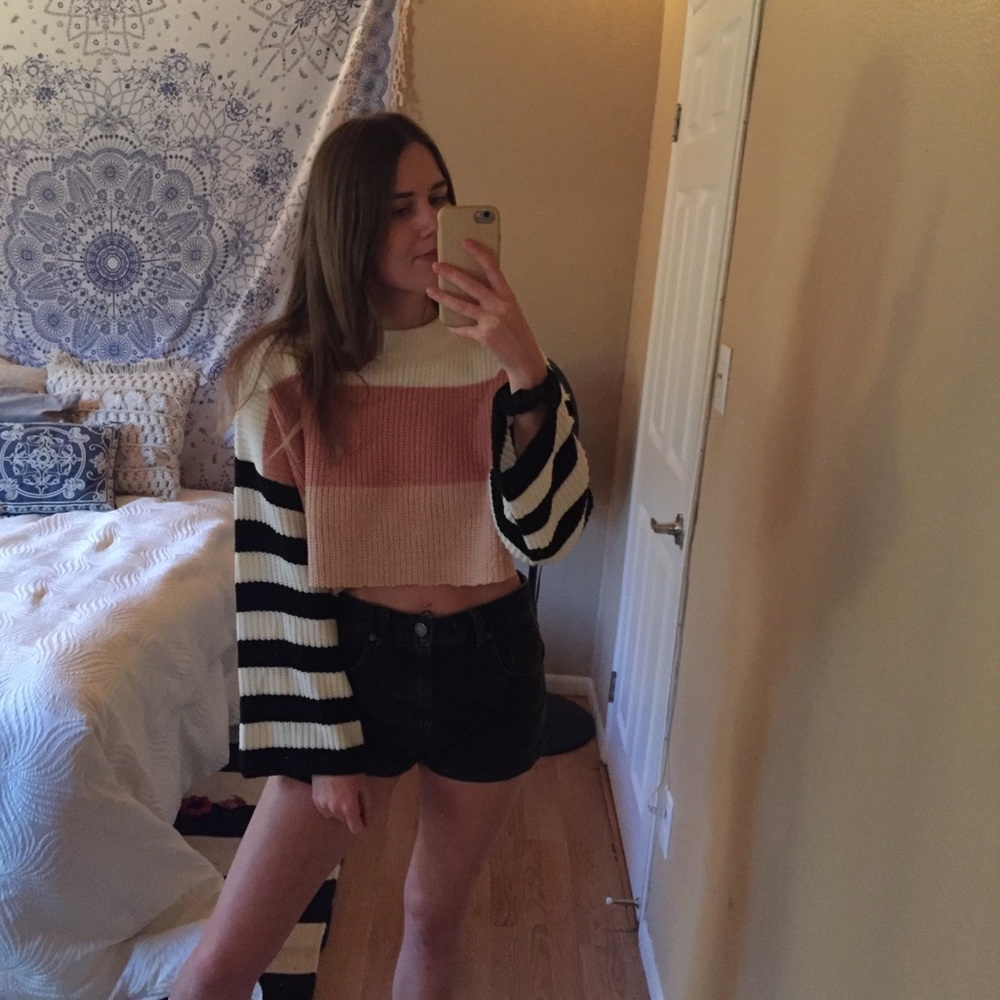 Striped cropped sweater